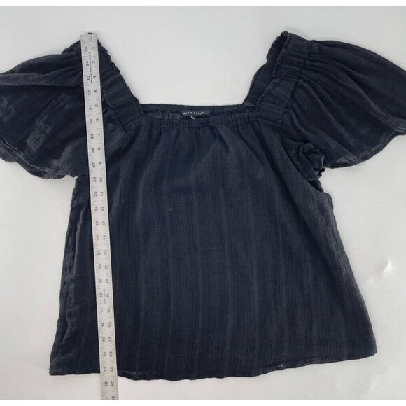 Zac & Rachel Women’s Black Flutter Sleeve Shirt See Photos For Measurements - Picture 4 of 6